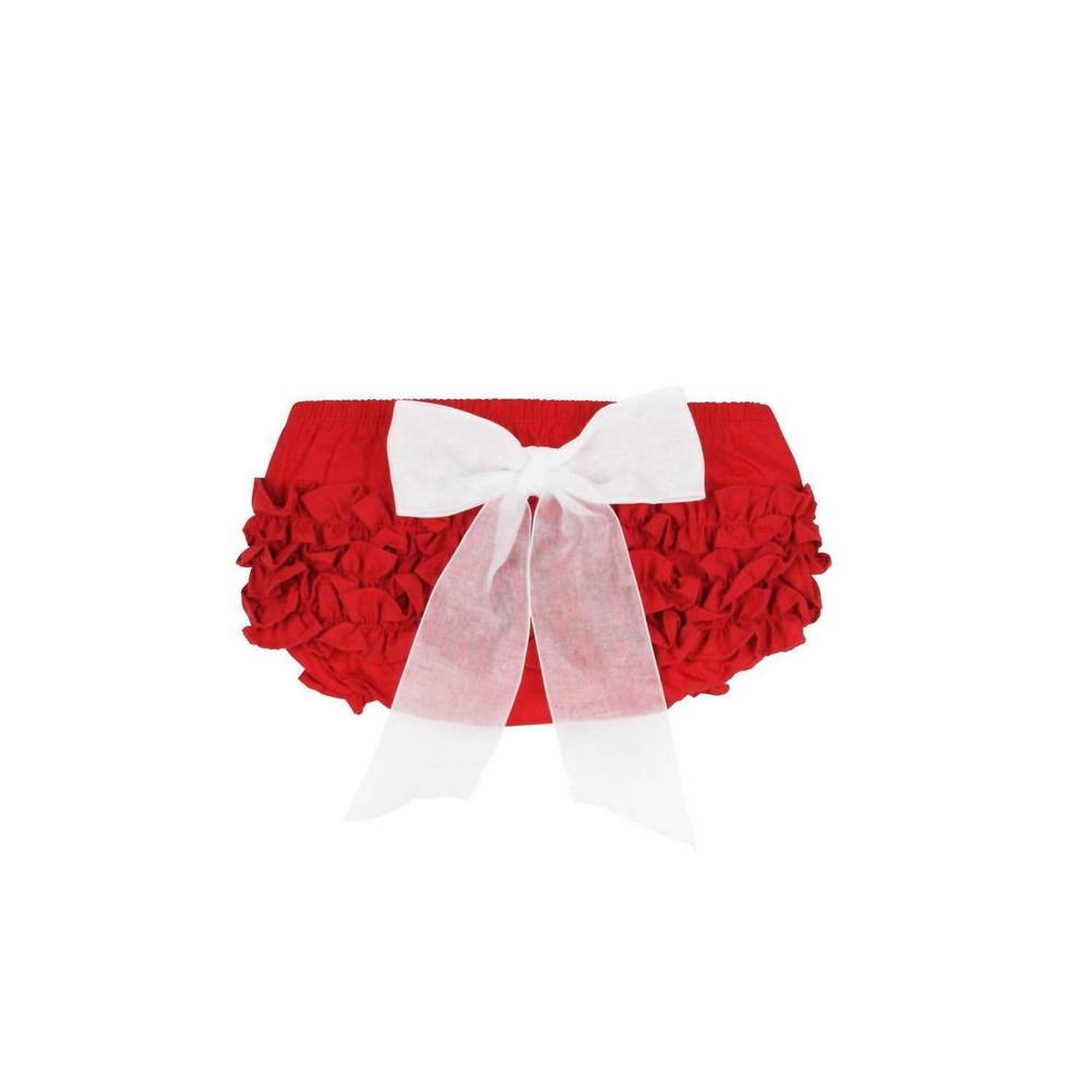 NEW RUFFLEBUTTS diaper cover with organza bow in red - Picture 2 of 2